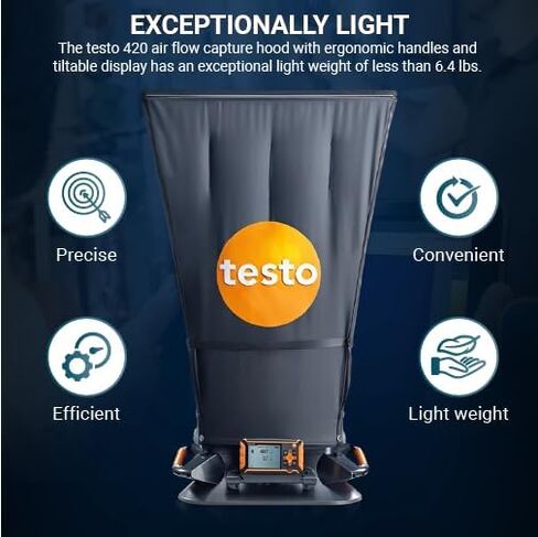 Testo 420 Flow Hood – Air Flow Meter for Airflow, air velocity, volume flow, temperature, and relative humidity – HVAC Air Flow Meter CFM with Tiltable Display, Bluetooth, and App Compatibility in Saudi Arabia
