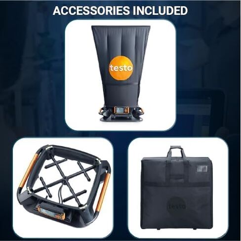 Testo 420 Flow Hood – Air Flow Meter for Airflow, air velocity, volume flow, temperature, and relative humidity – HVAC Air Flow Meter CFM with Tiltable Display, Bluetooth, and App Compatibility in Saudi Arabia