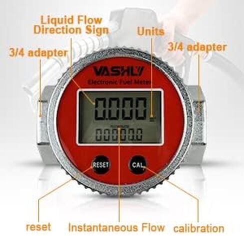 مقياس التدفق التوربيني Vashly 3/4 بوصة مع شاشة LCD رقمية لقياس بنزين الكيروسين الديزل (مربع) in Kuwait