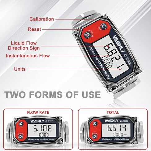 Vashly Turbine Flow Meter 3/4" inch with Digital LCD Display for Measure Diesel Kerosene Gasoline (Square) in Saudi Arabia
