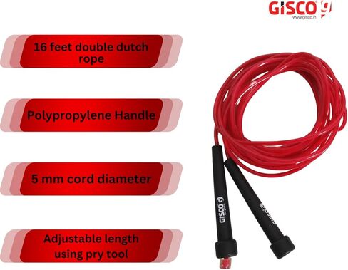 GISCO Premium PVC (16 ft) Double Dutch Long Jump Rope for Fitness Physical Education, Gym Glass, Personal Use For Kids and Adults Set of 2 in Saudi Arabia