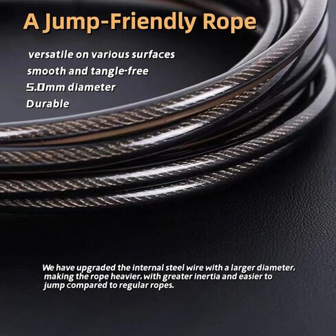 HANDIO Jump Rope, 1/2 lb Weighted Jump Rope for Boxing, Cardio, Crossfit Workout, 8~10ft Range Adjustable Length Steel Ropes with Ball Bearings and Metal Handles, Jumpropes Suitable for Men and Women Jump Rope for Fitness Training Exercise in Saudi Arabia