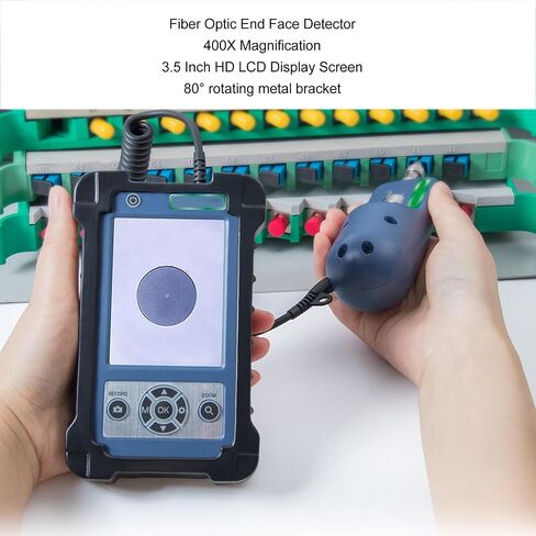 Handheld Fiber Microscope, 400X Magnification Optical Fiber End Face Inspection Probe 3.5in LCD Display Microscope for Fiber Microscope Fiber Optical Microscope Optical Fiber Microscope in Saudi Arabia