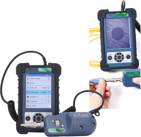 Handheld Fiber Microscope, 400X Magnification Optical Fiber End Face Inspection Probe 3.5in LCD Display Microscope for Fiber Microscope Fiber Optical Microscope Optical Fiber Microscope in Saudi Arabia