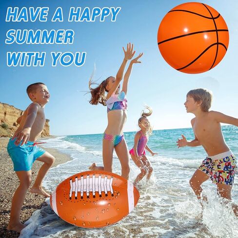 Sosation 4 Pcs Giant Inflatable Beach Ball 30inch Large Baseball Soccer Basketball Football 2.5ft Inflatable Sport Ball for Summer Pool Beach Outdoor Sports Themed Party(Various Style) in Saudi Arabia