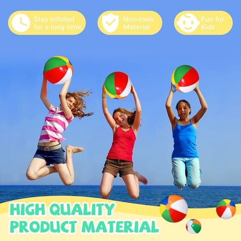 Inflatable Beach Ball Bulk 14 Inch 12 Inch 5 Inch Rainbow Beach Ball PVC Blow Up Beach Balls Color Pool Ball Game Classic Pool Beach Toys for Water Games Kids Birthday Summer Party Favors in Saudi Arabia