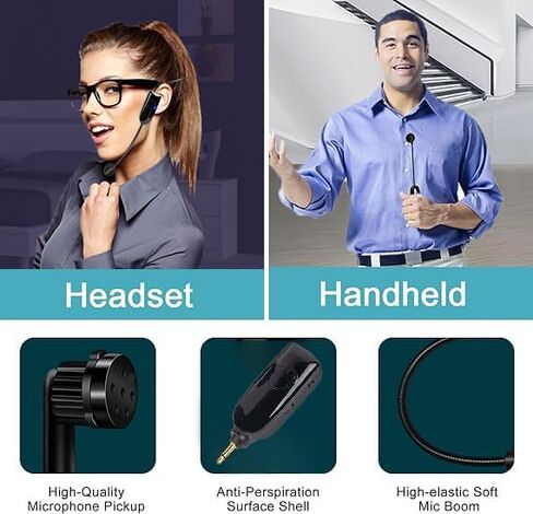 ميكروفون لاسلكي 2.4G لتدريس مكبر الصوت مناسب لمكبرات الصوت في محطة المزج، وسماعات الأذن، ومحاضري المسرح، والمرشدين السياحيين، ومدربي اللياقة البدنية، ومدى 2 في 1 20 مترًا in Kuwait