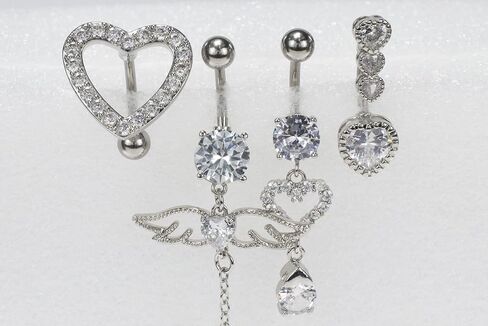 14G Surgical Steel Belly Button Rings Round/Love Heart Clear CZ Navel Curved Barbell Studs Sexy Body Piercing in Saudi Arabia