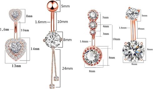 14G Surgical Steel Belly Button Rings Round/Love Heart Clear CZ Navel Curved Barbell Studs Sexy Body Piercing in Saudi Arabia
