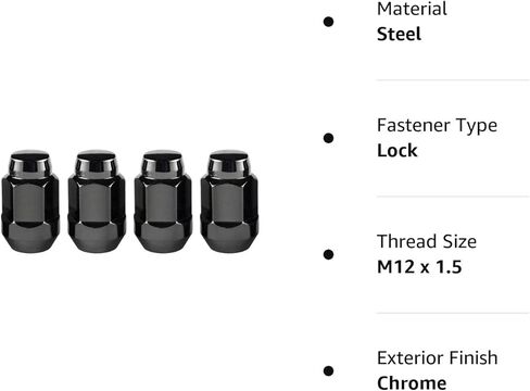صواميل عروة على شكل مخروطي منتفخ أسود من MCGARD 64015 (حجم خيط M12 × 1.5) - مجموعة من 4 قطع in Kuwait