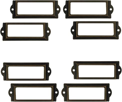 20PCS Name Card Holder Chest of Drawer Label Holder Card Catalogue Drawer Label Frame 70x33MM Bronze Metal Label Holder for Filing Cabinet Drawer Cabinet and Jewellery Box in Saudi Arabia