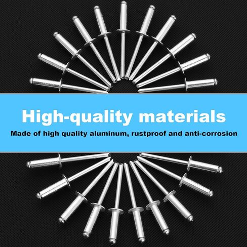 1110Pcs Pop Rivets Assortment, 1/8'' 5/32'' 3/16''Blind Rivets Aluminum Pop Rivets Large Flange 1/4''-3/4'', 20 Sizes Dome Head Pop Rivets for Metal Wood Plastic in Saudi Arabia