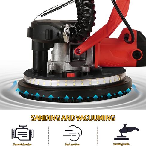 ماكينة صنفرة الحوائط الجافة، ماكينة سنفرة الحوائط الجافة الكهربائية بقدرة 1390 وات 8.5 أمبير، سرعة متغيرة 900-2600 دورة في الدقيقة، ماكينة سنفرة الجدران، وظيفة الفراغ، مع ضوء LED، مقبض قابل للسحب، مقاومة للغبار in Kuwait