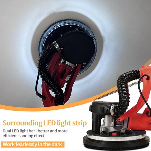 ماكينة صنفرة الحوائط الجافة، ماكينة سنفرة الحوائط الجافة الكهربائية بقدرة 1390 وات 8.5 أمبير، سرعة متغيرة 900-2600 دورة في الدقيقة، ماكينة سنفرة الجدران، وظيفة الفراغ، مع ضوء LED، مقبض قابل للسحب، مقاومة للغبار in Kuwait