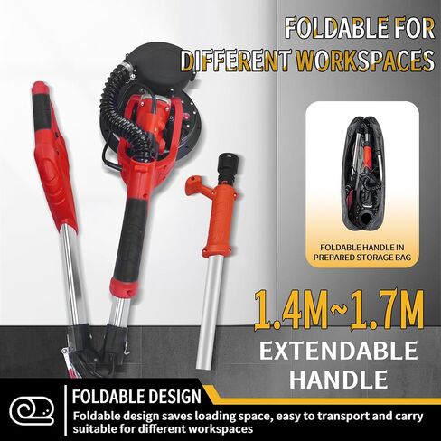 ماكينة صنفرة الحوائط الجافة، ماكينة سنفرة الحوائط الجافة الكهربائية بقدرة 1390 وات 8.5 أمبير، سرعة متغيرة 900-2600 دورة في الدقيقة، ماكينة سنفرة الجدران، وظيفة الفراغ، مع ضوء LED، مقبض قابل للسحب، مقاومة للغبار in Kuwait