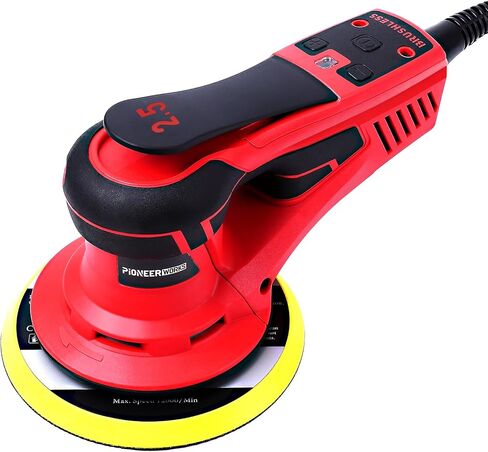 Electric Random Orbital Sander with 12 Sanding Paper, 350W Brushless Motor, Powerful & Low Vibration, 10000 RPM, 6-Inch For Wood Working, Polishing, Carpentry in Saudi Arabia