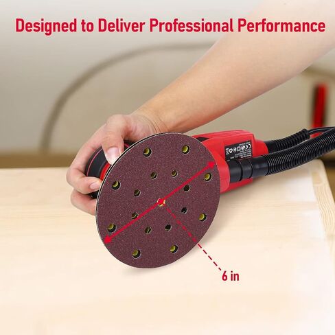 Electric Random Orbital Sander with 12 Sanding Paper, 350W Brushless Motor, Powerful & Low Vibration, 10000 RPM, 6-Inch For Wood Working, Polishing, Carpentry in Saudi Arabia