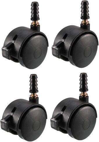 uxcell 1.85 Inch Swivel Caster Wheels Grip Neck Stem Caster Black Furniture Wheel with Brake and Mounting Socket, 2pcs in Kuwait