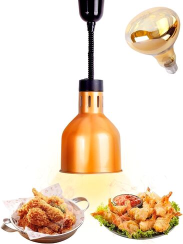 Hanging Food Heat Lamp: Commercial Food Warmer Hanging Heating Lamps with Infrared Bulb Warming Lamp for Food Service Restaurant Buffet, Height Adjustable (Dia.17cm/6.7in), Painted Copper in Saudi Arabia