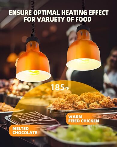 Hanging Food Heat Lamp: Commercial Food Warmer Hanging Heating Lamps with Infrared Bulb Warming Lamp for Food Service Restaurant Buffet, Height Adjustable (Dia.17cm/6.7in), Painted Copper in Saudi Arabia