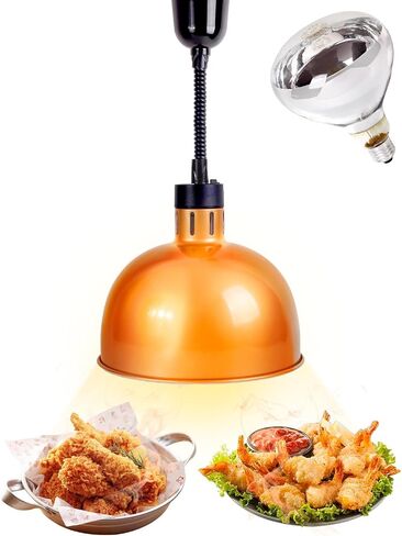Hanging Food Heat Lamp: Commercial Food Warmer Hanging Heating Lamps with Infrared Bulb Warming Lamp for Food Service Restaurant Buffet, Height Adjustable (Dia.17cm/6.7in), Painted Copper in Saudi Arabia