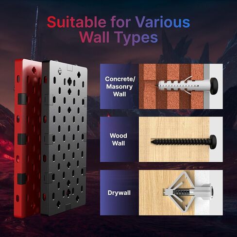 PEGZONE Controller and Headphone Holder Wall Mount, Modular Gaming Pegboard with Accessories, Controller Stand for Xbox PS5 PS4 Switch, Video Game Storage, Disc Shelf Organizer, 7pcs Pegboard, Black in Kuwait
