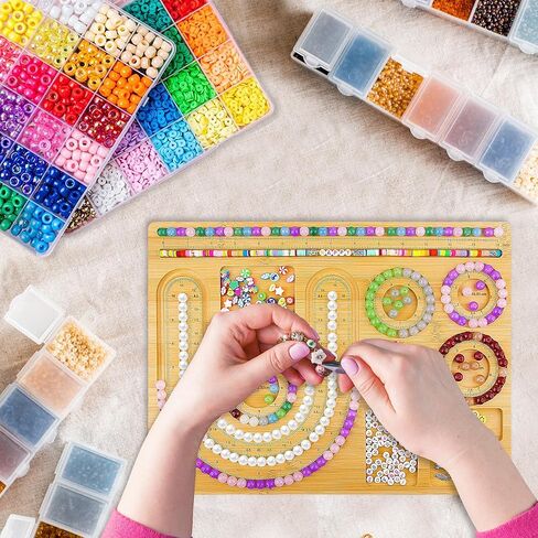 لوحة خرز COWVTUJ لصنع المجوهرات، لوحة خرز من الخيزران لصنع الأساور، صواني خرز السوار DIY، لوحة تصميم القلادة، سجادات خرز بتصميم المجوهرات in Kuwait