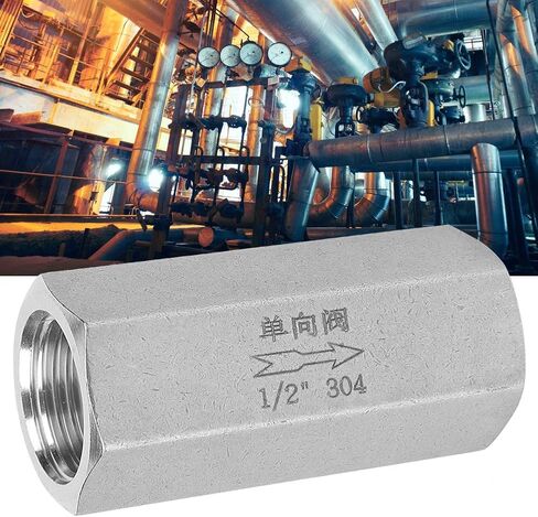 Air Check Valve, 304 Stainless Steel Check Valve Hex BSPP Female Thread One Way Air Check Valve for Connection of Pipes Under Gas Water Oil And Other Media, 4 Optional (1/2) in Saudi Arabia
