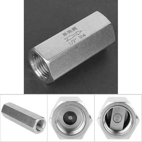 Air Check Valve, 304 Stainless Steel Check Valve Hex BSPP Female Thread One Way Air Check Valve for Connection of Pipes Under Gas Water Oil And Other Media, 4 Optional (1/2) in Saudi Arabia