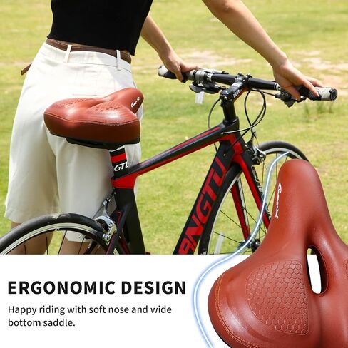 Bike Seat - Most Comfortable Wide Bike Saddle for Women Men, Soft Memory Foam Oversized Bicycle Seats, Dual Shock Absorbing, Universal Fit for Indoor/Outdoor Bikes in Saudi Arabia