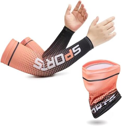 مجموعة واحدة من أكمام الذراع المبردة من الحرير الجليدي للحماية من الأشعة فوق البنفسجية ووشاح للرقبة يغطي الوجه in Kuwait