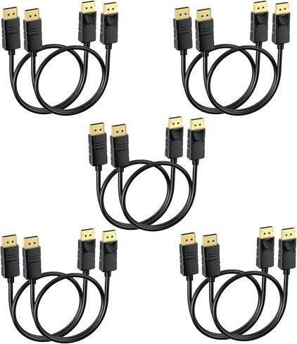 كابلات DisplayPort بطول 3 أقدام و10 حزم، سلك منفذ عرض DP سلك ذكر إلى ذكر سلك مطلي بالذهب، يدعم 4K@60 هرتز، 2K@144 هرتز متوافق مع الكمبيوتر والكمبيوتر المحمول وبطاقة الرسومات ومحطة الإرساء in Kuwait