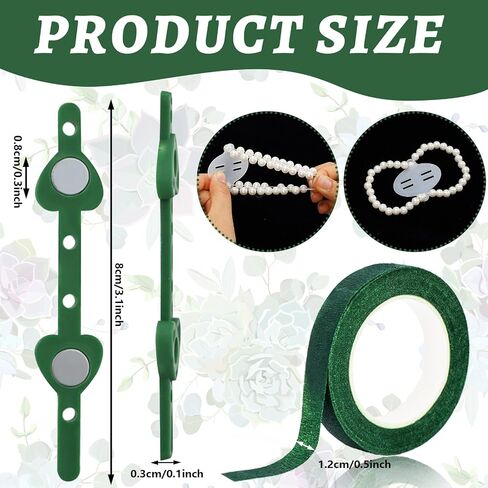 Whaline 6Pcs Pearl Wrist Bands 15 Pairs Floral Boutonniere Magnets with 2 Rolls Green Tapes Wedding Corsages Pearl Bracelet Corsage Brooches Magnets for DIY Wedding Bride Wrist Corsages Accessories in Saudi Arabia