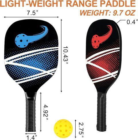 Pickleball Paddles, Pickleball Set of 4 Premium Wood Pickleball Paddles, 4-40 Holes Pickleball Balls, 4 Cooling Towels & Carry Bag, Pickleball Rackets with Ergonomic Cushion Grip in Saudi Arabia