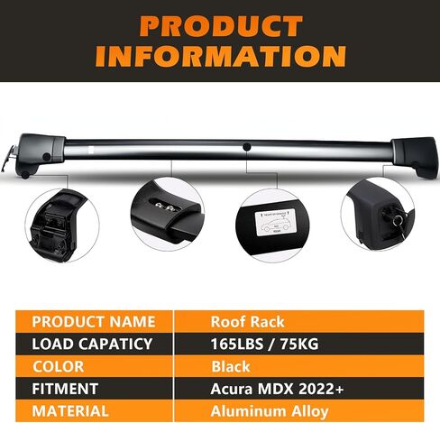 Roof Racks Aluminum Alloy ONLY Structure Cross Bars Rail Fit for Acura MDX 2022 2023 2024 Rack Crossbar in Kuwait