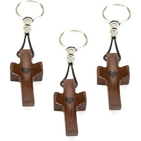 3 PCS Christian Cross Keychain for Women,Wooden Pocket Cross Fidget Keychain for Men,Cross My Heart,Small Jesus Keychains for Encouragement,Stress/Anxiety Relief,Christmas Gifts Family in Kuwait