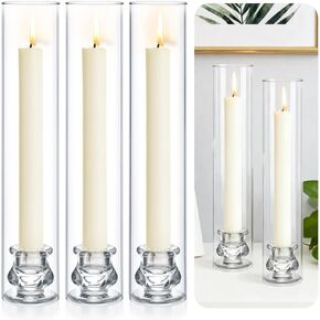 24 مجموعة من حاملات الشموع الزجاجية للإعصار مقاس 12.6 بوصة من حاملي الشموع الزجاجية المفتوحة على الجانبين وحامل الشمعدانات المستدقة مقاس 2.2 بوصة لديكور المنزل في حفلات الزفاف والكريسماس in Kuwait