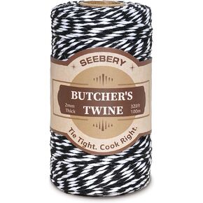 Red and White Butchers Twine – Food Safe Cotton Cooking Twine String for Trussing Turkey, Roasting, Baking, Tying Meat, Pumpkin Bread, Kitchen Use, Christmas Decorations and Gift Wrapping(328ft 2mm) in Kuwait