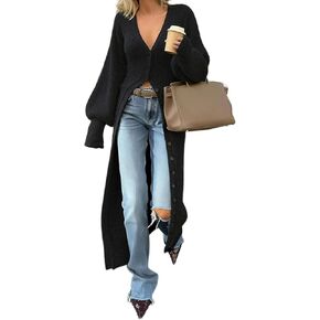 Women Long Sleeve Open Front Knit Long Cardigan in Saudi Arabia