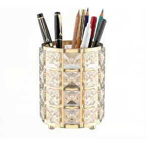 حامل أقلام كريستال YAGELI للمكتب، منظم مكتب أنيق ذهبي أو فضي - ملحقات مكتب حديثة، حامل أقلام رصاص لديكور المنزل والمكتب والهدايا (ذهبي) in Kuwait