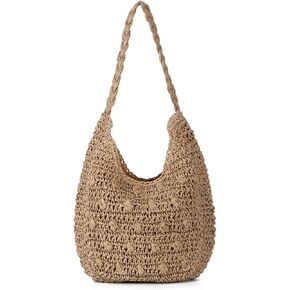حقيبة الشاطئ من Freie Liebe Summer Straw للنساء حقيبة كتف منسوجة ومحفظة هوبو للسفر وعطلات العطلات in Kuwait