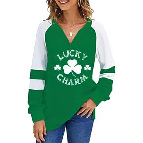 قمصان نسائية لعيد القديس باتريك برسومات أيرلندية راجلان بأكمام طويلة وقمصان لاكي شامروك للسيدات in Kuwait