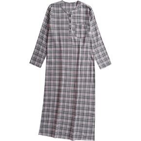 Esenchel Women's Cotton Flannel Nightgown V-Neck Long Sleeve Night Gowns in Kuwait