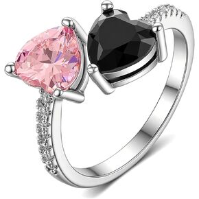 Black and Pink Inspired Rings Merch Inspirational Gift for Women Black&Pink Heart Merch Outfits for Concert Accessories Fashion Jewelry with Pink and Black Heart Stones in Kuwait