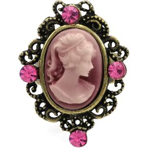 Hot Pink Cameo Ring Adjustable Size Band Women Lady Fashion Jewelry in Saudi Arabia