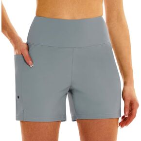 HODOSPORTS Women's 5''/7'' Swim Board Shorts High Waisted Quick Dry Swimsuit Bottoms with Liner Pockets Bathing Suit Trunks in Kuwait