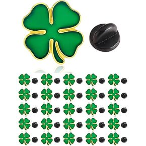 HAFILO 25/50/100/200 pieces small green enamel St. Patrick's Day pins Four leaf clover lapel pin Shamrock brooch pins Patrick Day for women men Irish holiday souvenir gift badge bulk in Kuwait