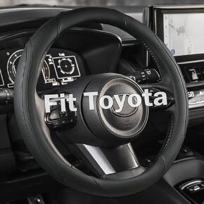 Auto Car Steering Wheel Cover for Toyota Highlander Rav4 Corolla Camry - Slip-Resistant & Aesthetic Boost, Precision 14.5-15 Inch (Black-Standard Size) in Kuwait