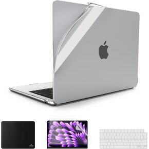 حافظة PHOCAR فائقة الوضوح لجهاز MacBook Air 13.6 بوصة (2022-2025)، متوافقة مع موديلات M4/M3/M2 A3240/A3113/A2681، غطاء واقٍ مضاد للأصفر مع غطاء لوحة مفاتيح، واقي شاشة ولوحة ماوس in Kuwait