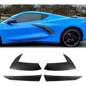 غطاء منفذ الهواء الجانبي للجسم الخارجي متوافق مع شيفروليه كورفيت C8 2020 2021 2022 2023 2024 2025، حافة فتحة تهوية جانبية للجسم (نمط ألياف الكربون) in Kuwait